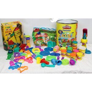 Large Play-Doh Canister 50+ Pcs Crayola Dough Doodler Cutters Molds cans